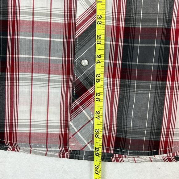 Vintage Levi’s Pearl Snap Western Shirt Plaid Red White Gray Size XL - Picture 6 of 9